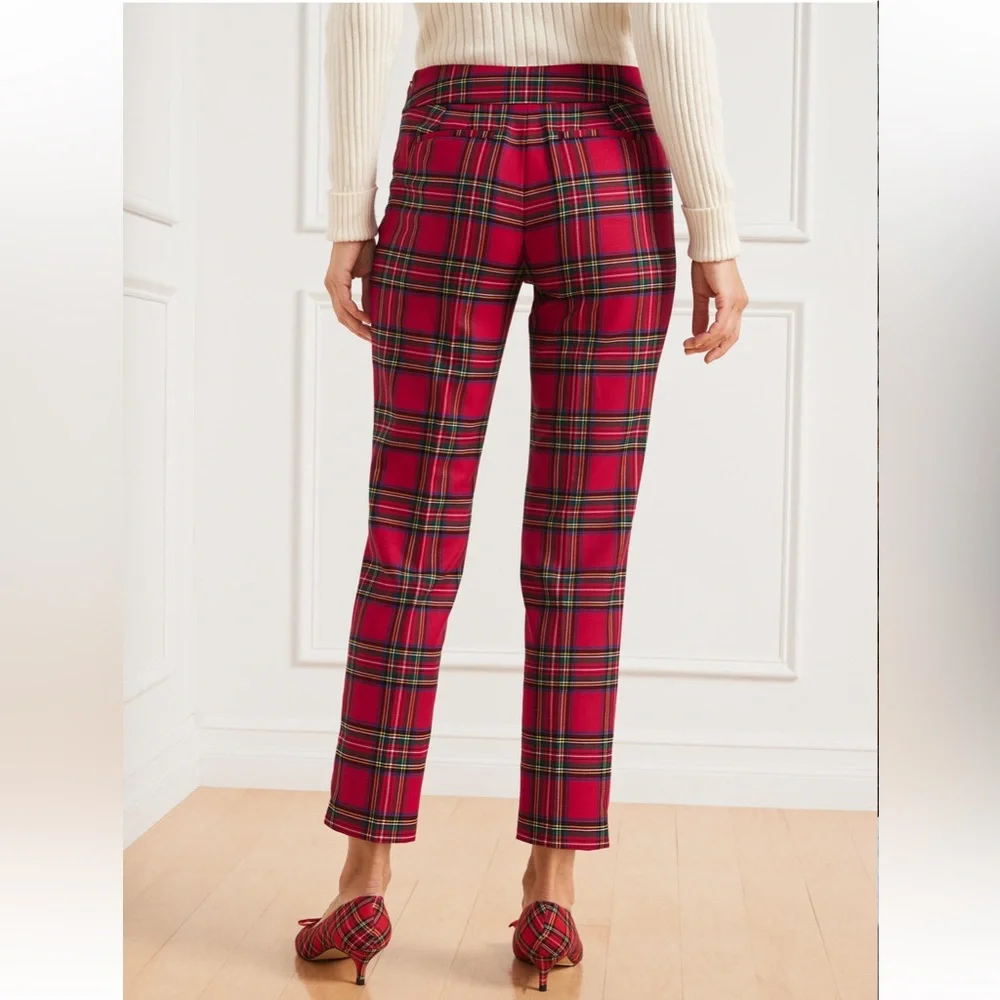 Talbots Slim Hampshire Ankle Pants Size 16 NWOT Classic Tartan Red Plaid Pattern - Picture 5 of 15